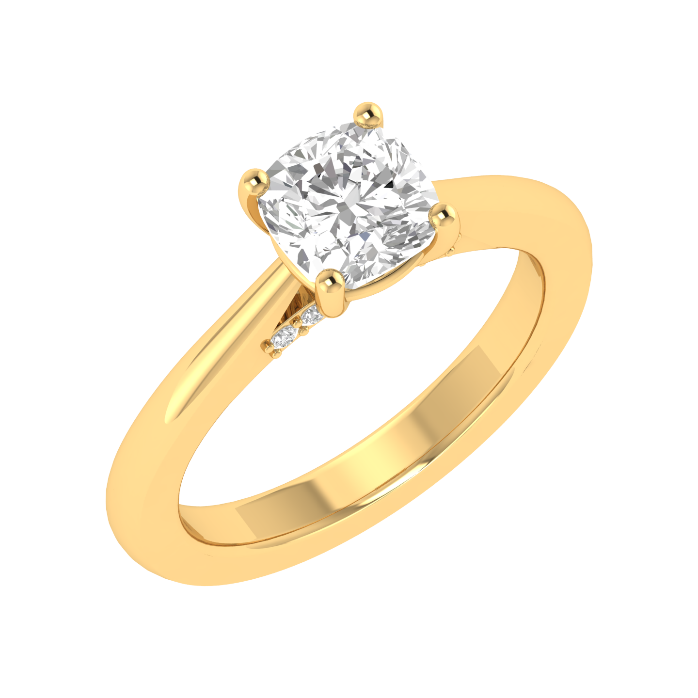 Cushion Ring with Hidden Accent - Gold