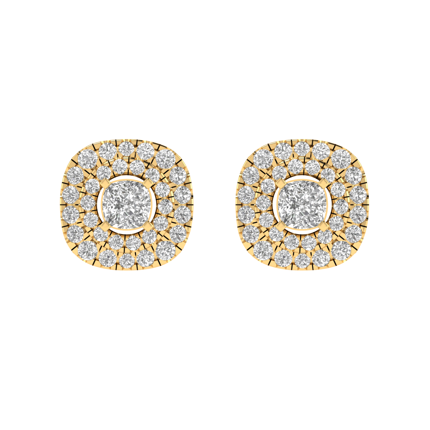 Cushion solitaire earrings - Gold