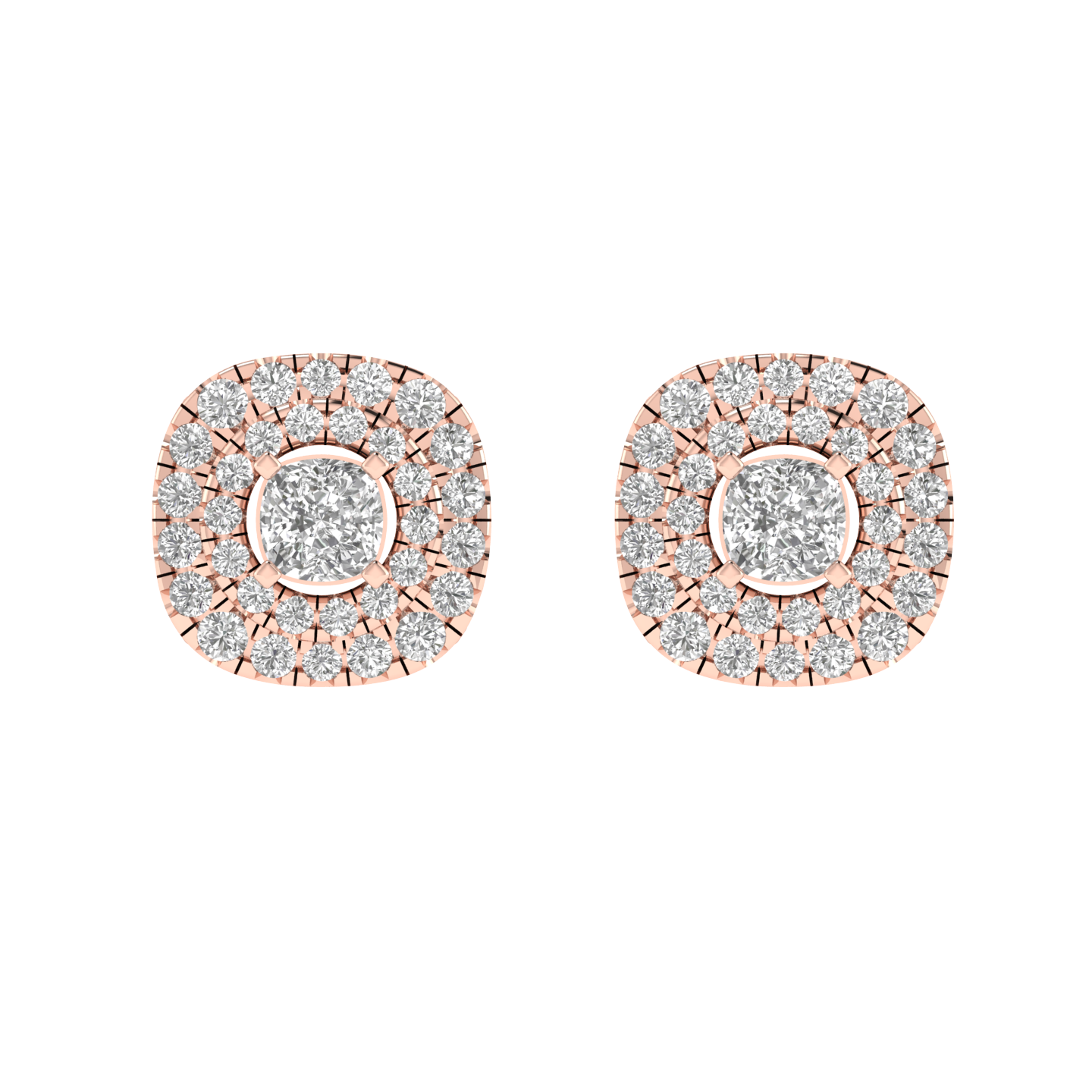 Cushion solitaire earrings - Rose