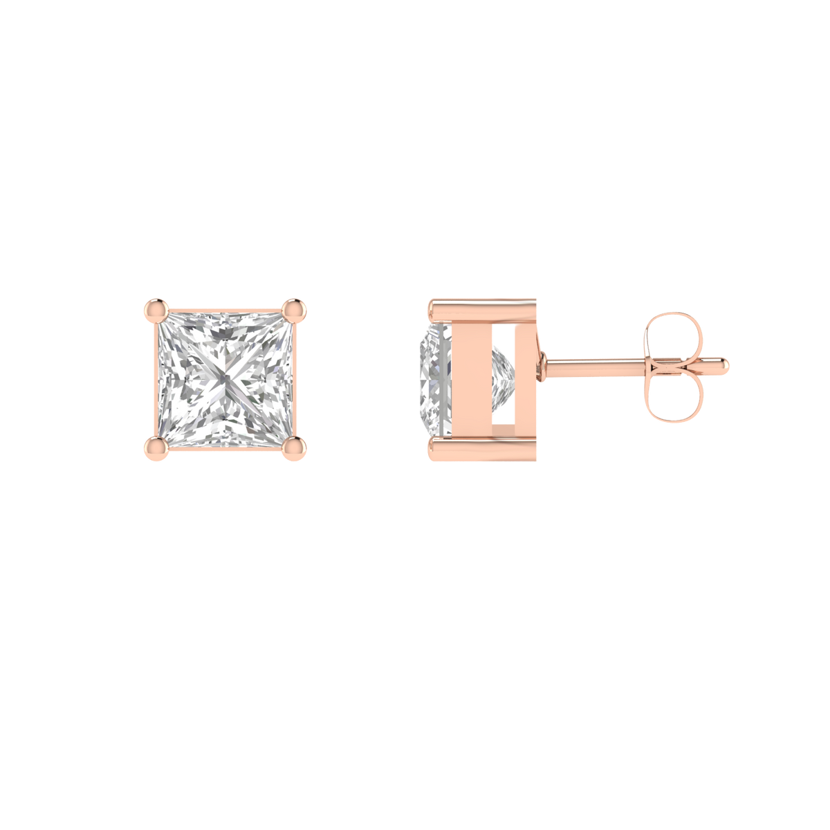 multipurpose Princess solitaire earrings - Rose