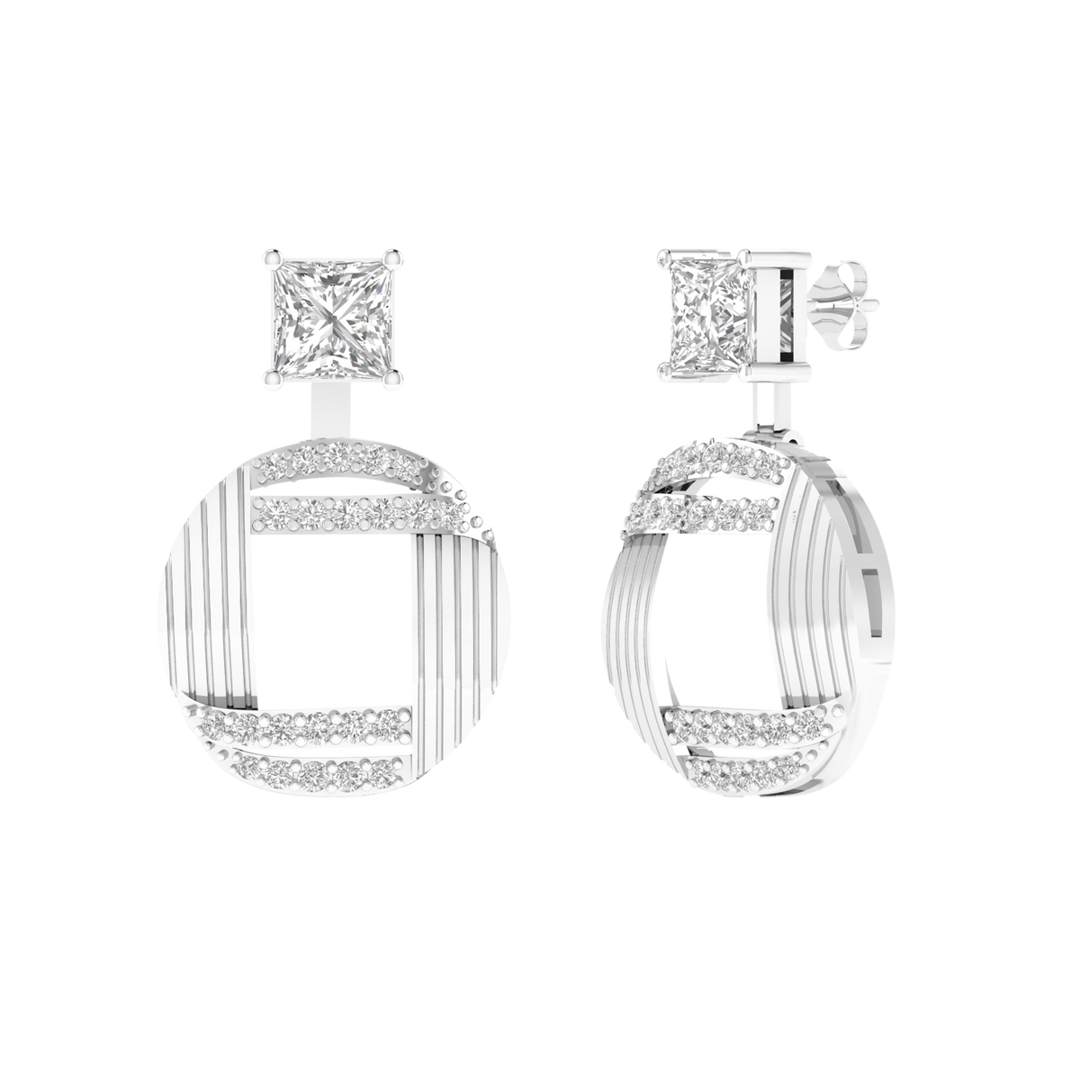 multipurpose Princess solitaire earrings - White