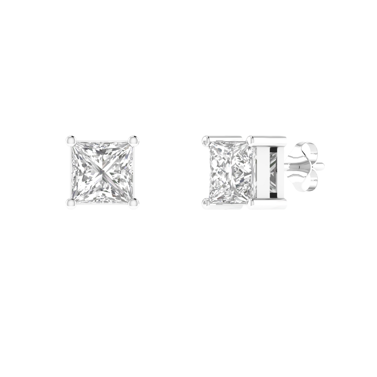 multipurpose Princess solitaire earrings - White