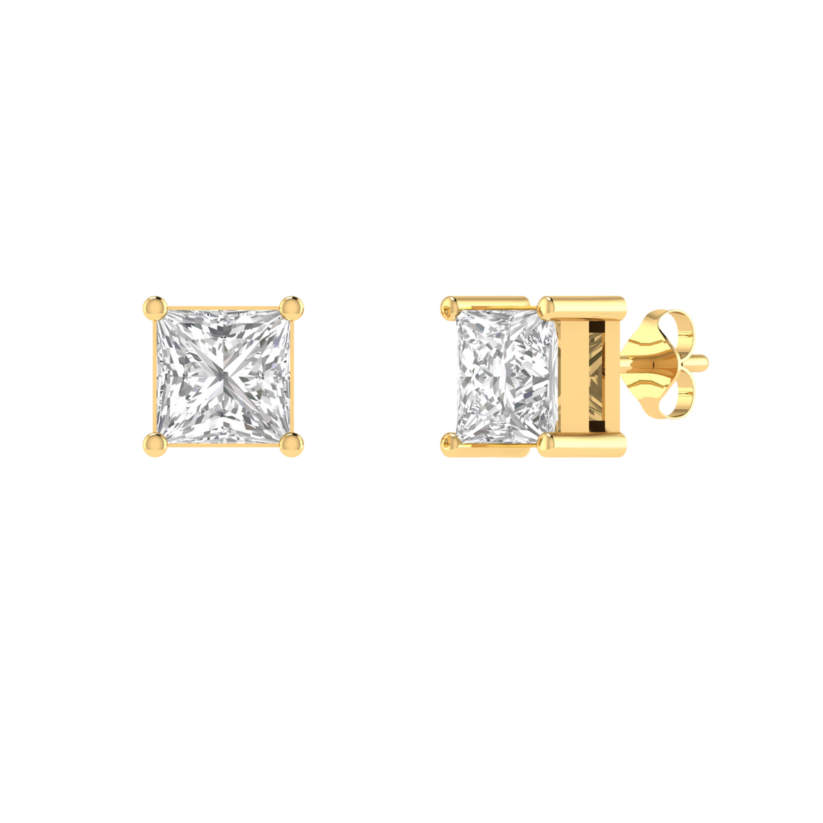multipurpose Princess solitaire earrings - Gold