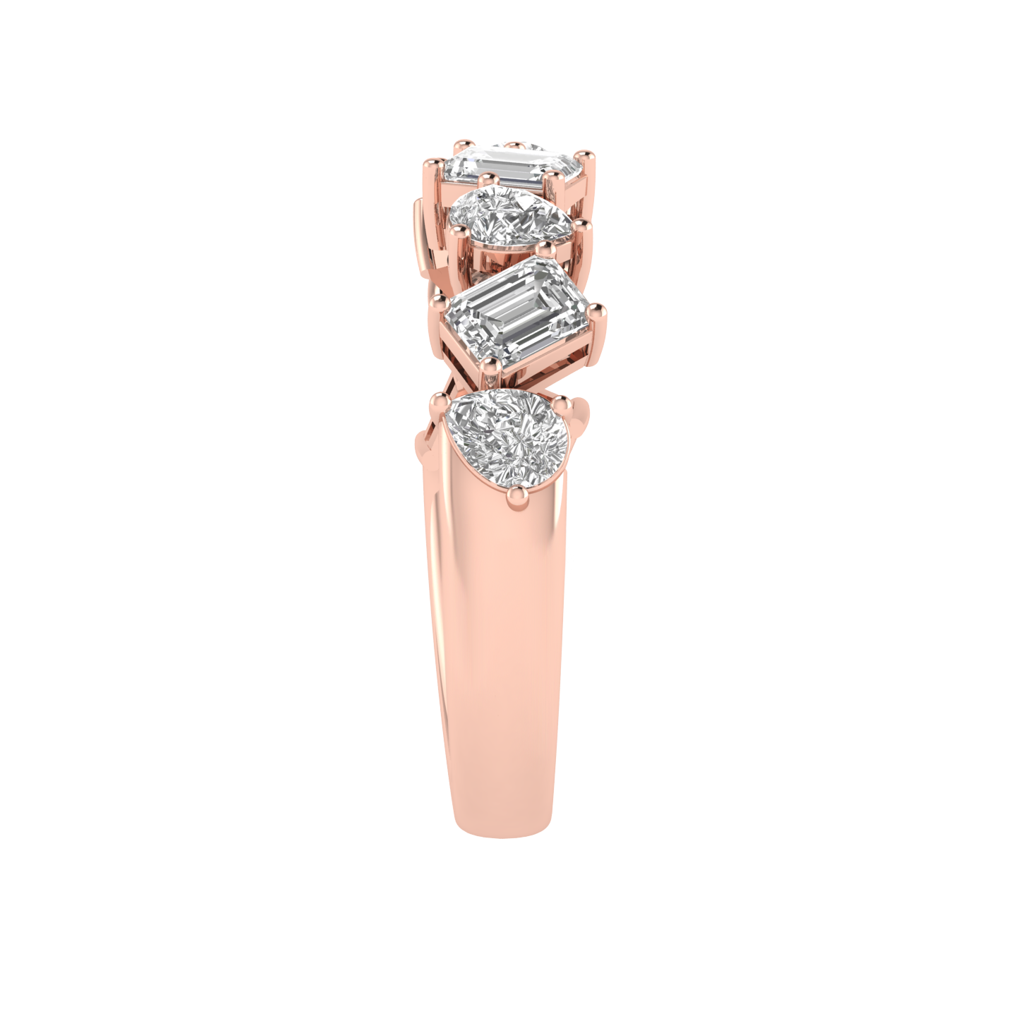 Emerald Pear Half Eternity Band - Rose