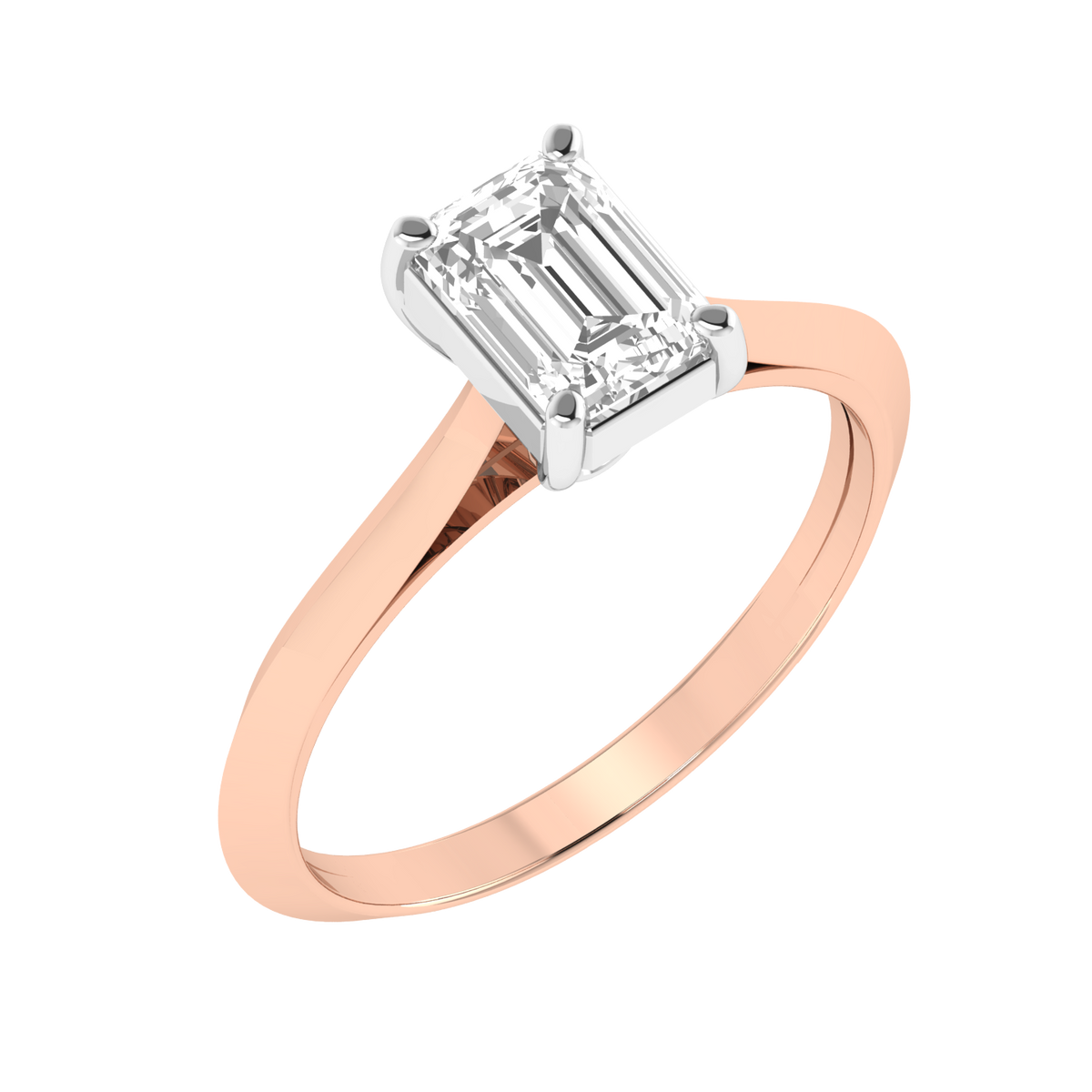 Emerald Solitaire Ring with Hidden Diamonds - Rose