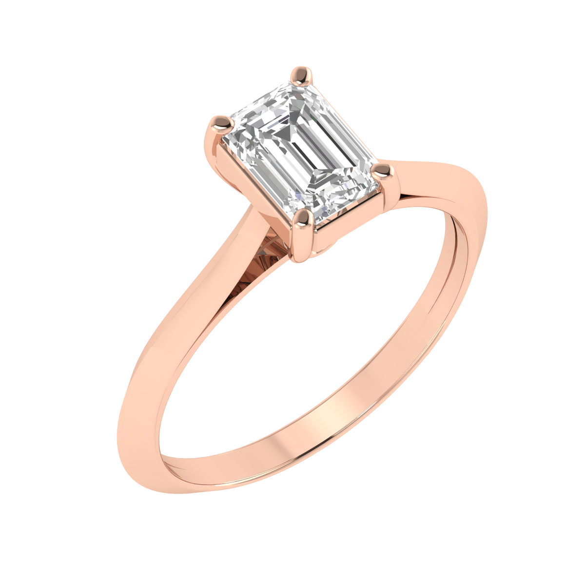 Emerald Solitaire Ring with Hidden Diamonds - Rose