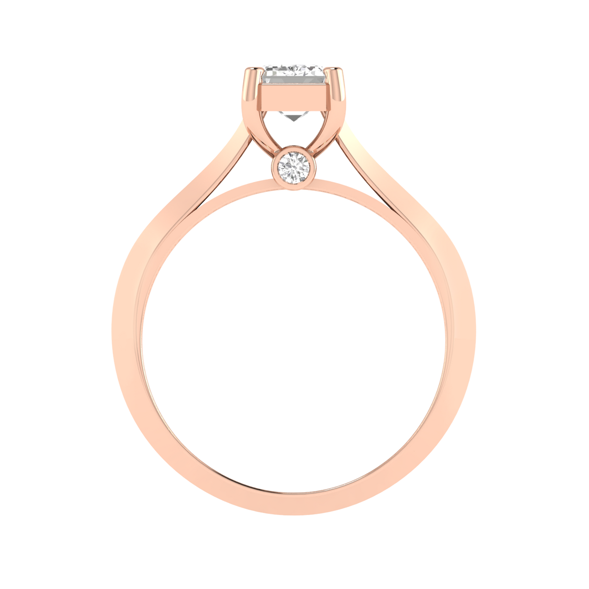 Emerald Solitaire Ring with Hidden Diamonds - Rose