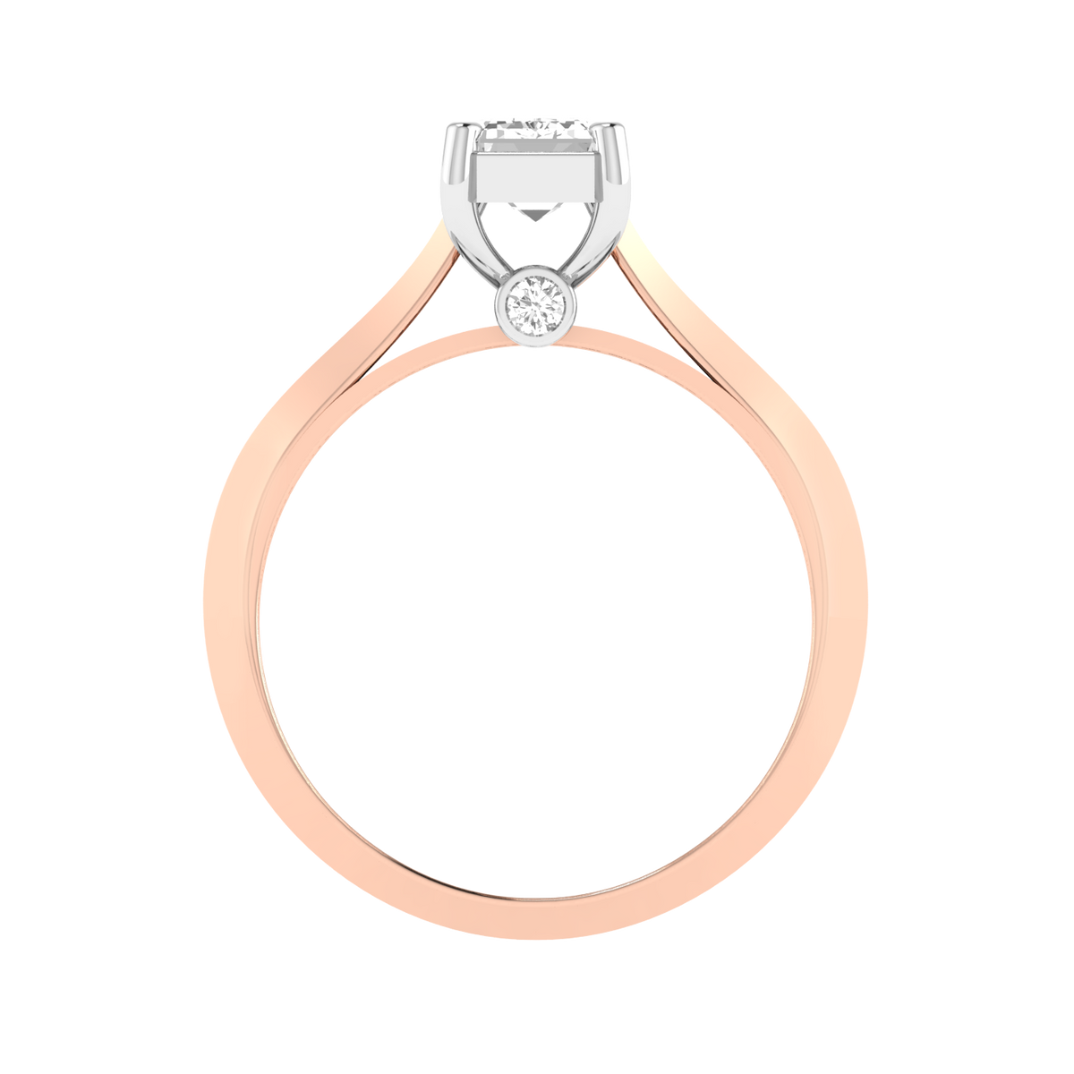 Emerald Solitaire Ring with Hidden Diamonds - Rose