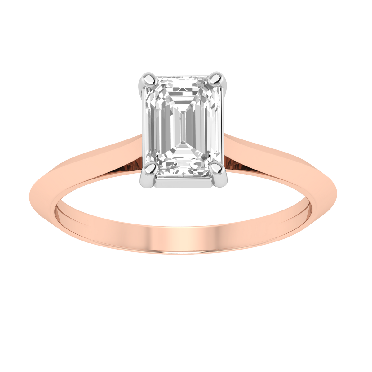 Emerald Solitaire Ring with Hidden Diamonds - Rose