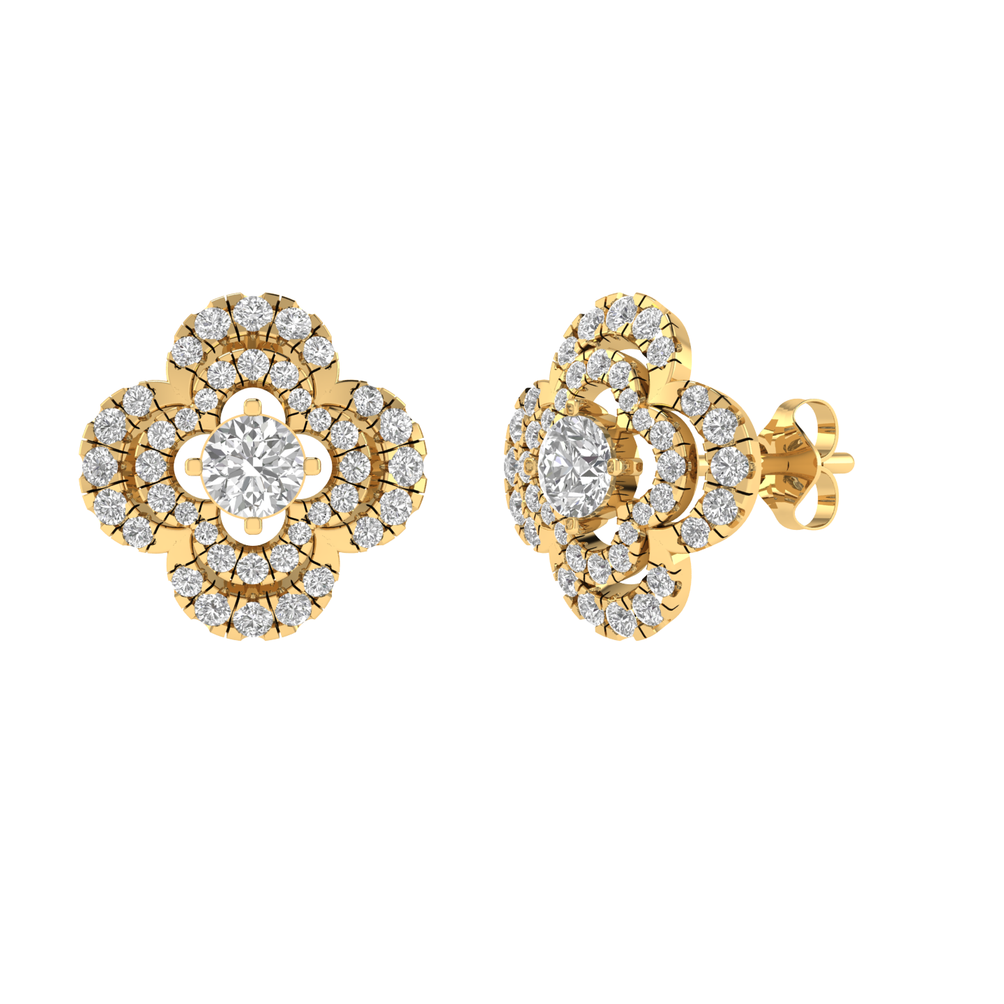 Flower shape earrings - Gold