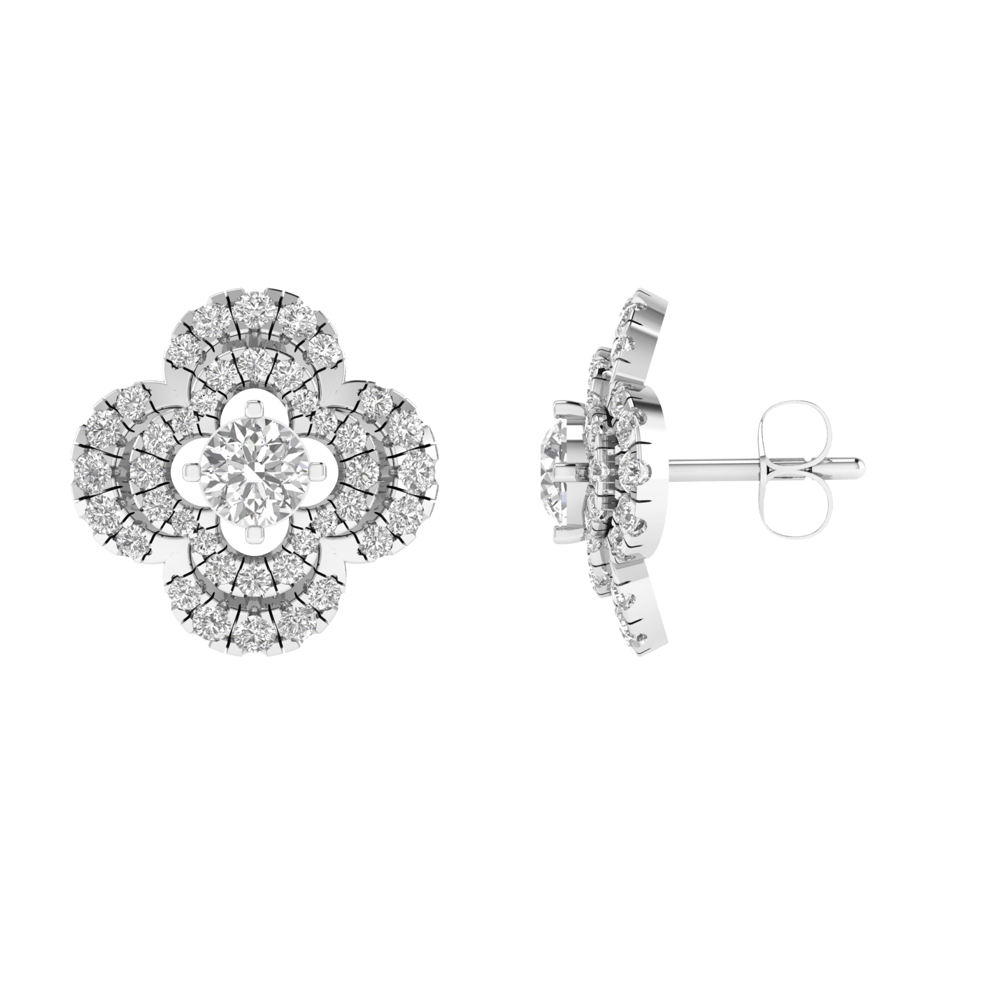 Flower shape earrings - White