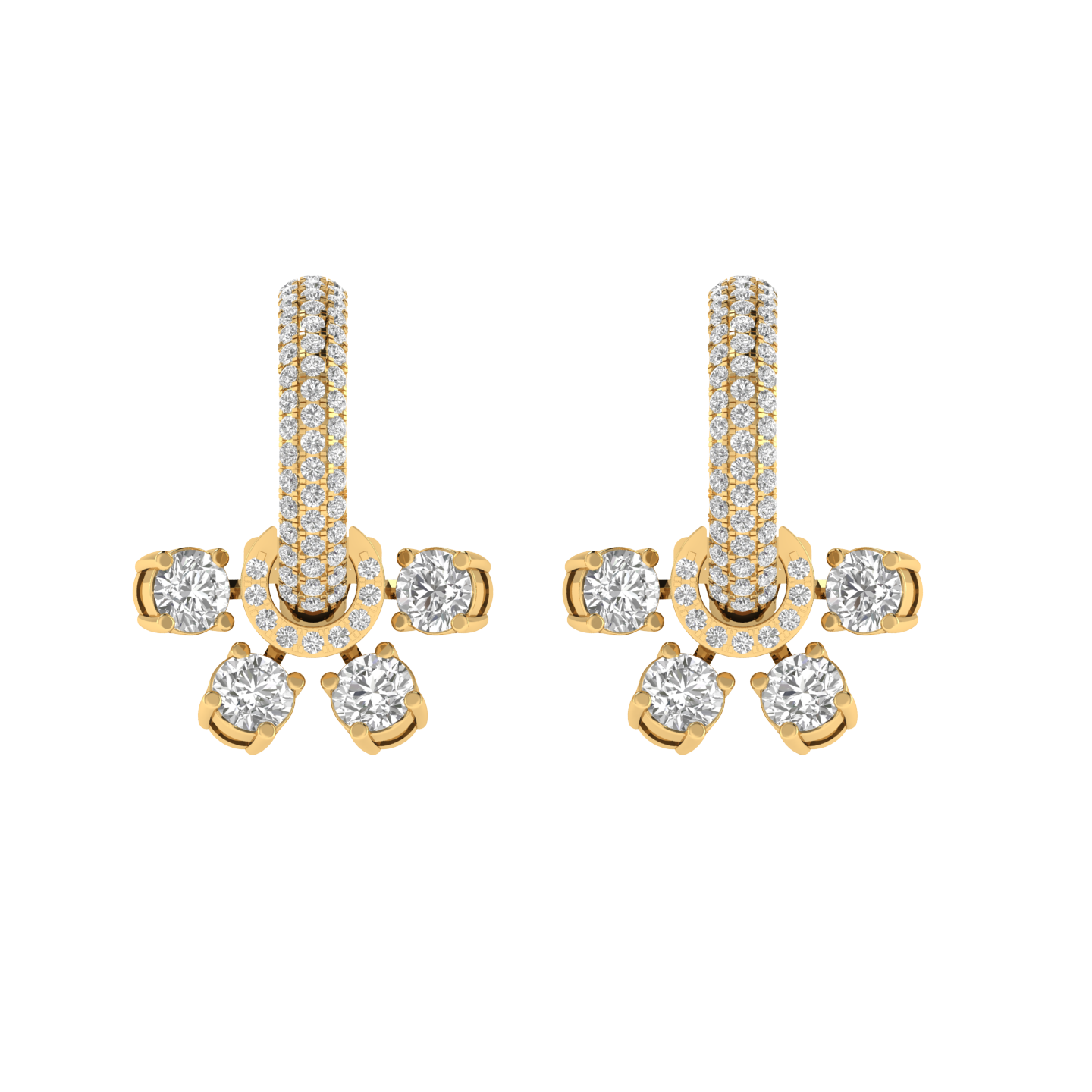 half flower dangler earrings - Gold