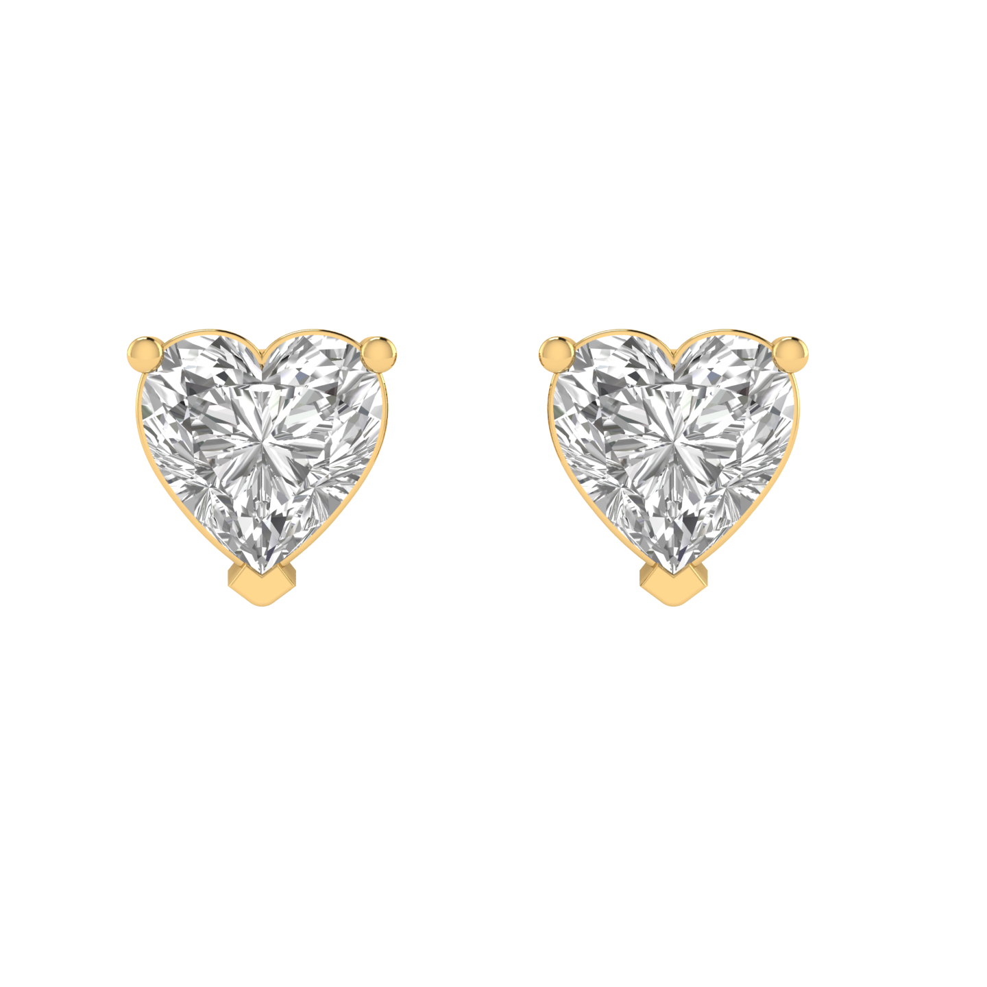 heart solitaire earrings - Gold