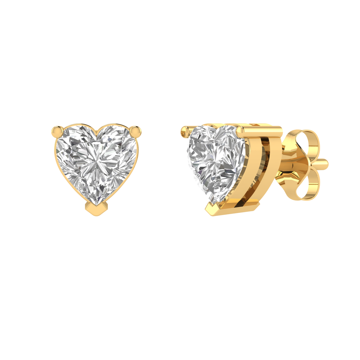 heart solitaire earrings - Gold
