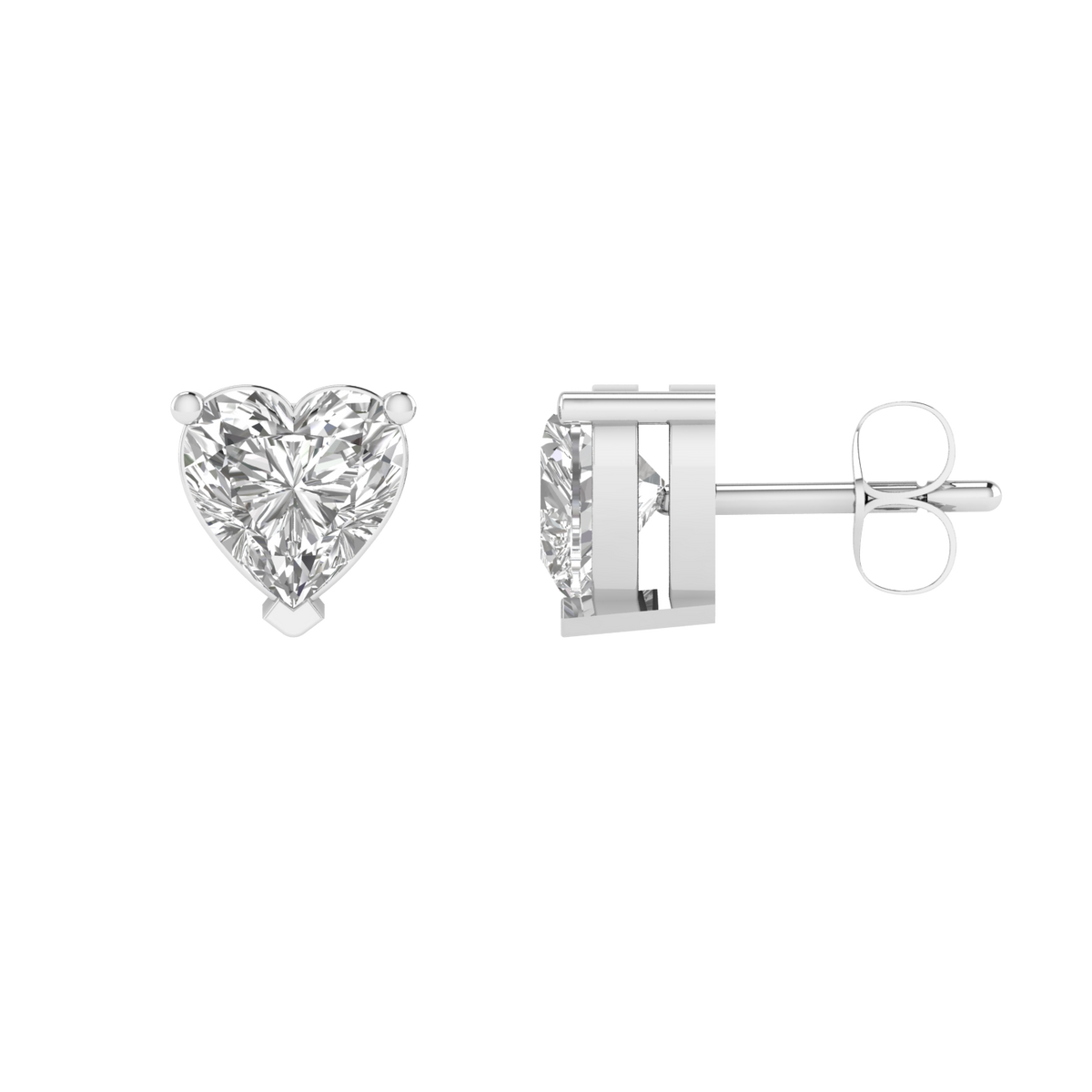 heart solitaire earrings - White