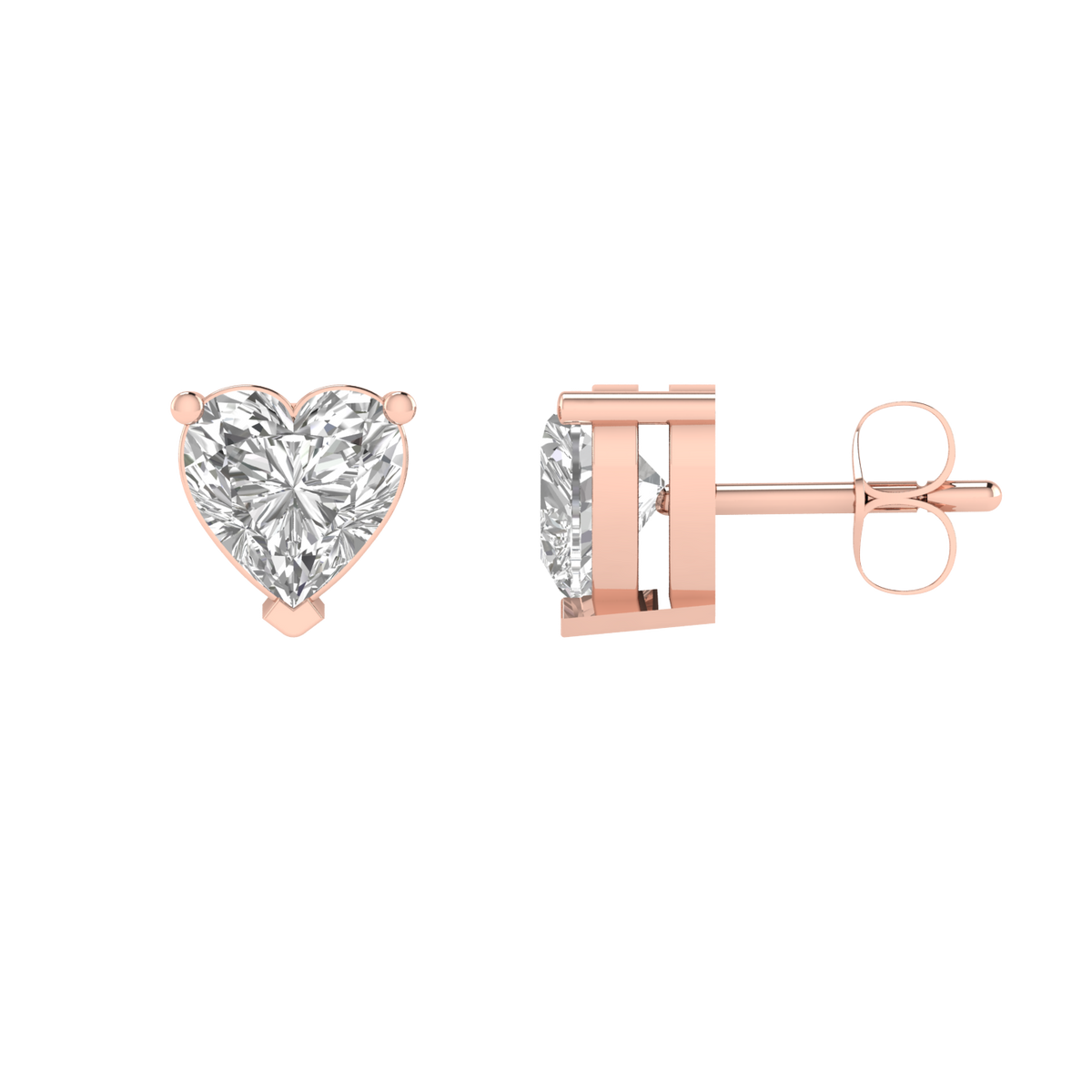 heart solitaire earrings - Rose