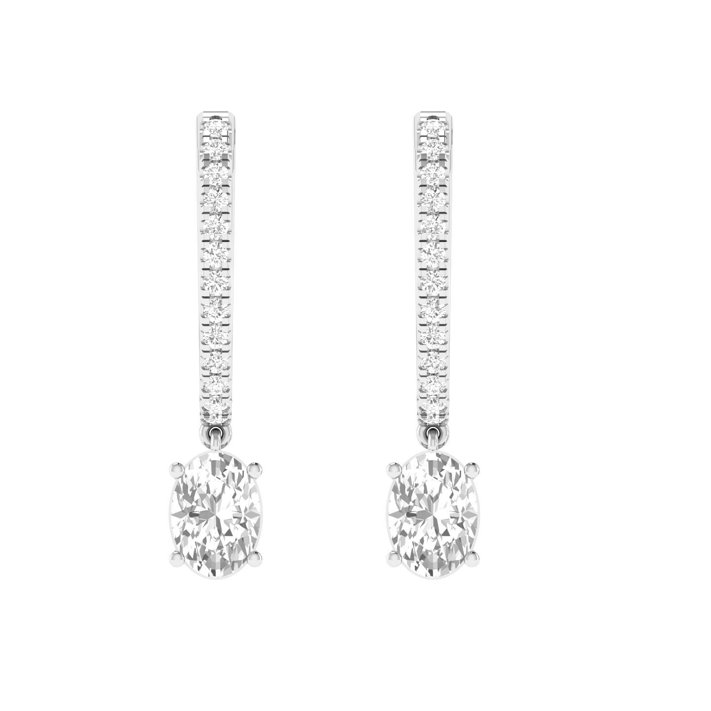 hoop oval solitaire earrings - White