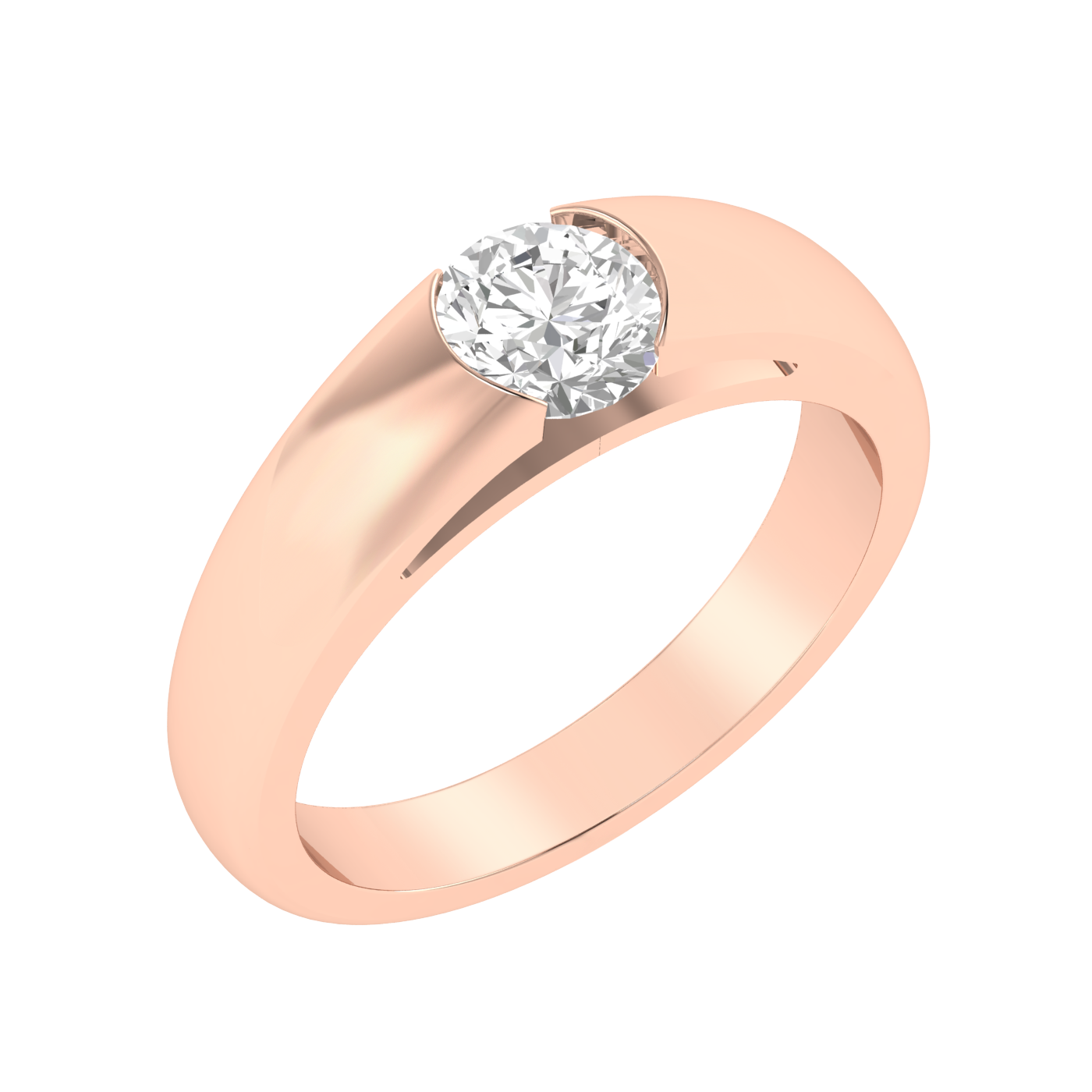 Lab Grown 1 carat solitaire Gents ring - Rose