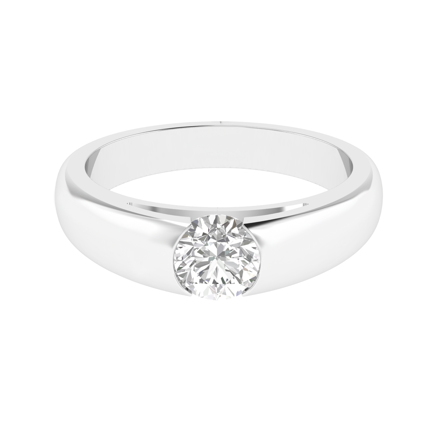 Lab Grown 1 carat solitaire Gents ring - White