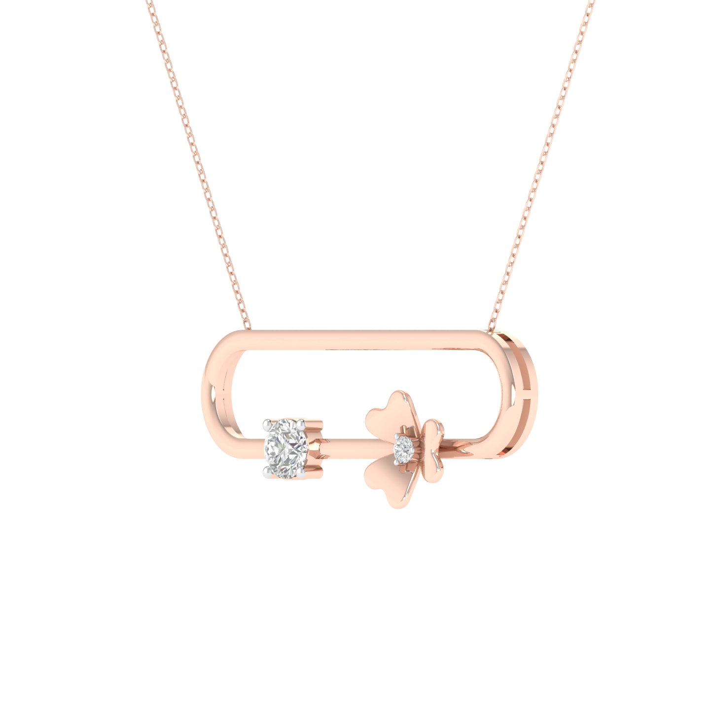 Lab Grown 3D flower with diamond pendant - Rose