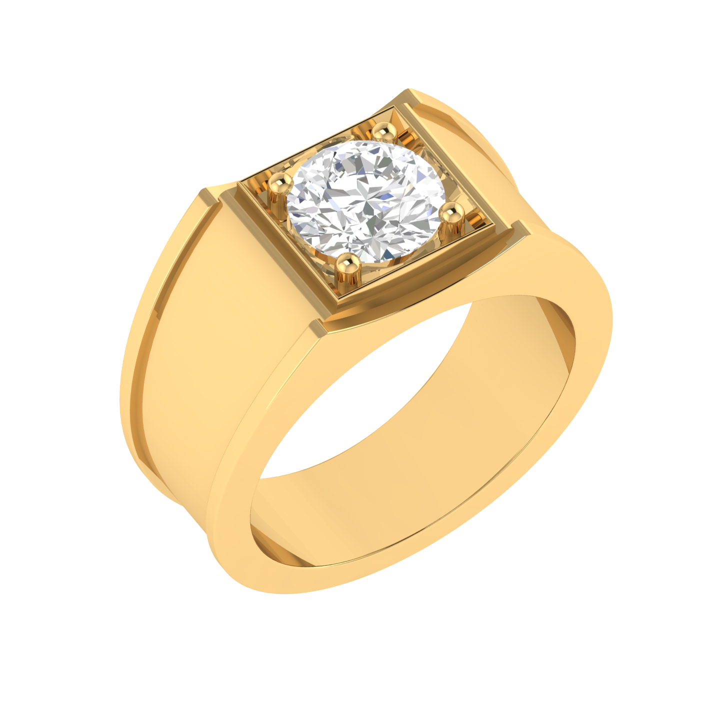 Lab Grown broad shank genst ring - Gold