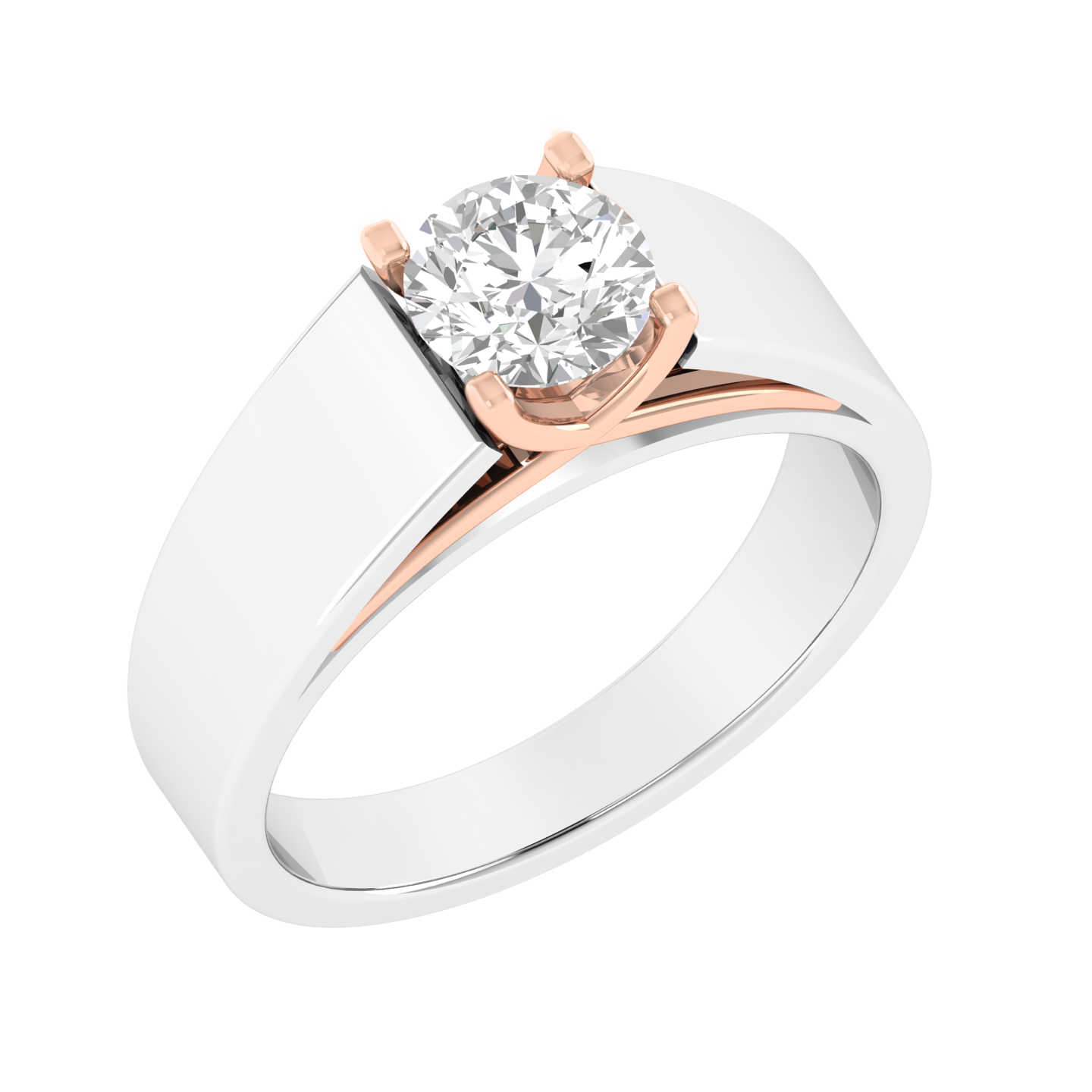 Lab Grown dual tone solitaire Gents ring - Rose
