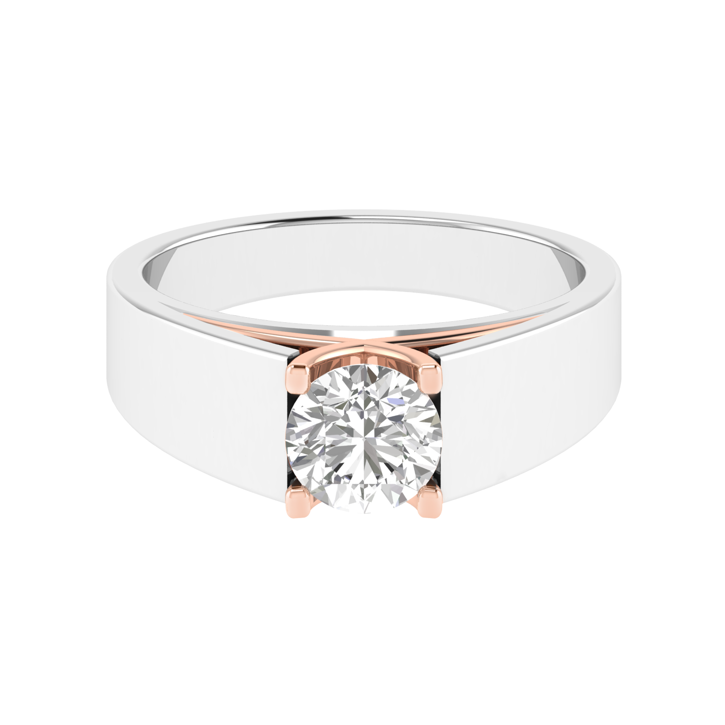 Lab Grown dual tone solitaire Gents ring - Rose