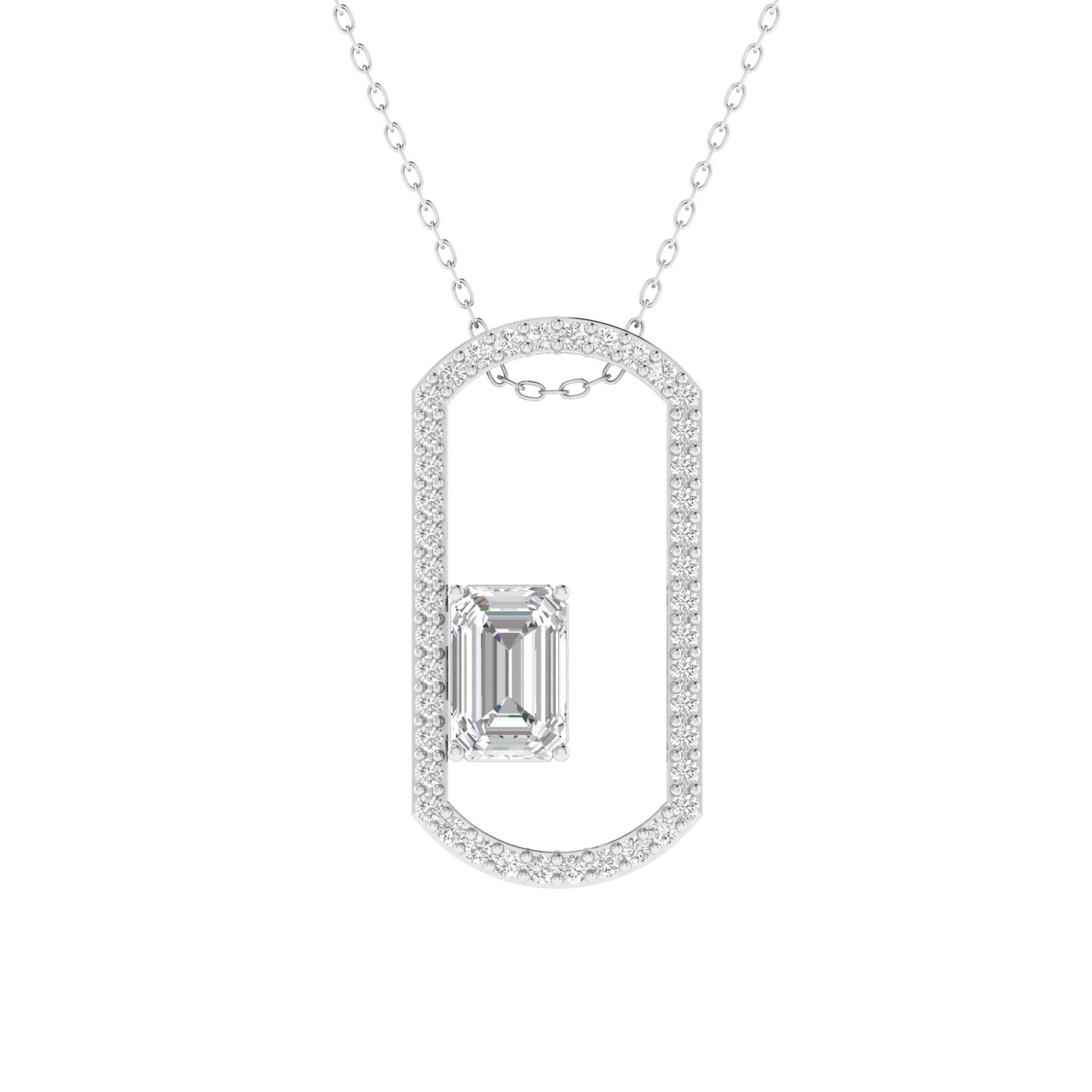 Lab Grown emerald solitaire pendant - White