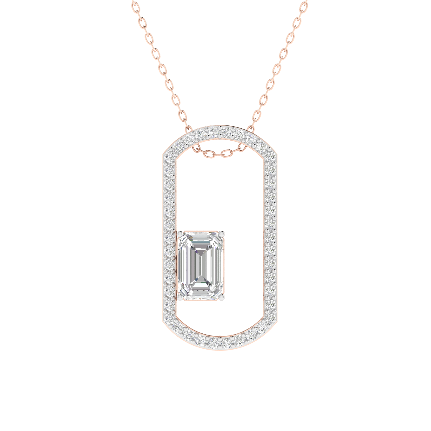 Lab Grown emerald solitaire pendant - Rose
