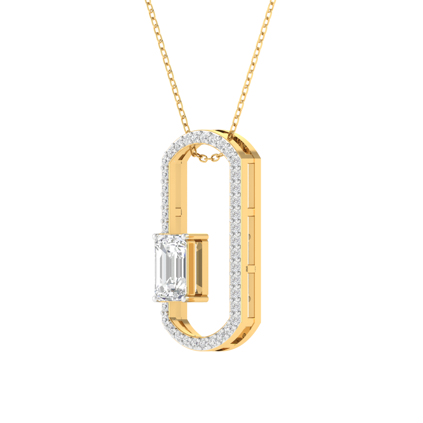Lab Grown emerald solitaire pendant - Gold