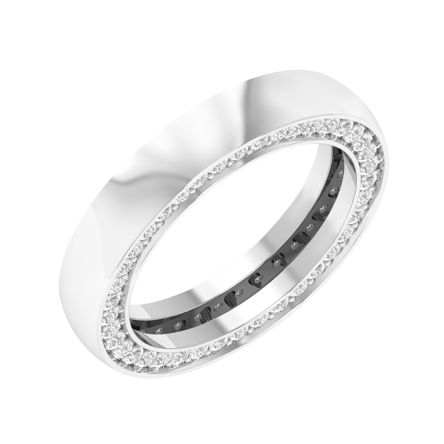 Lab Grown Hidden diamond eternity gents ring - White