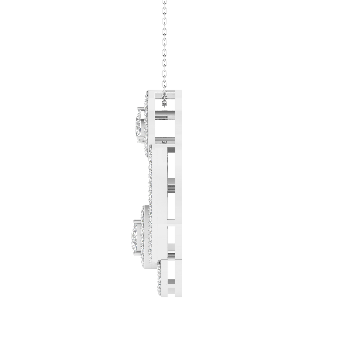Lab Grown pear halo fancy pendant - White