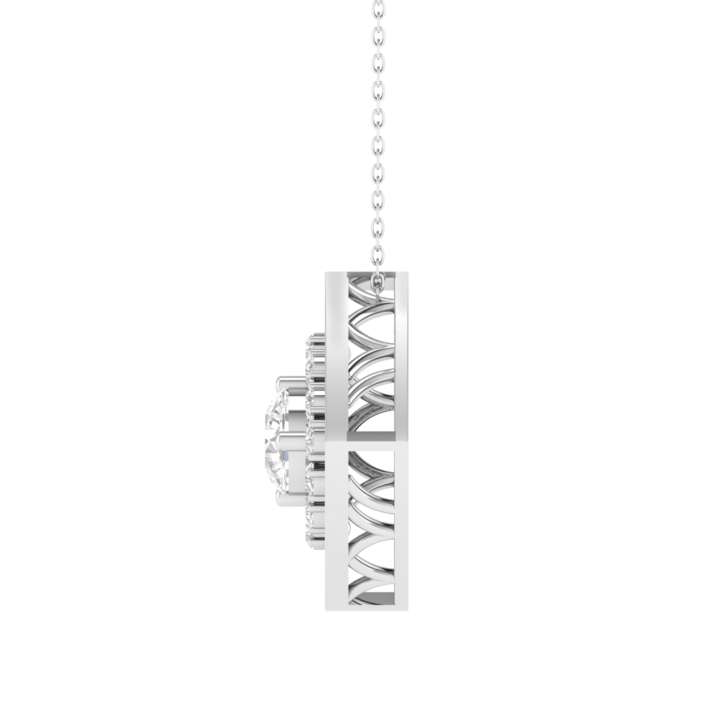 Lab Grown round solitaire fancy pendant - White