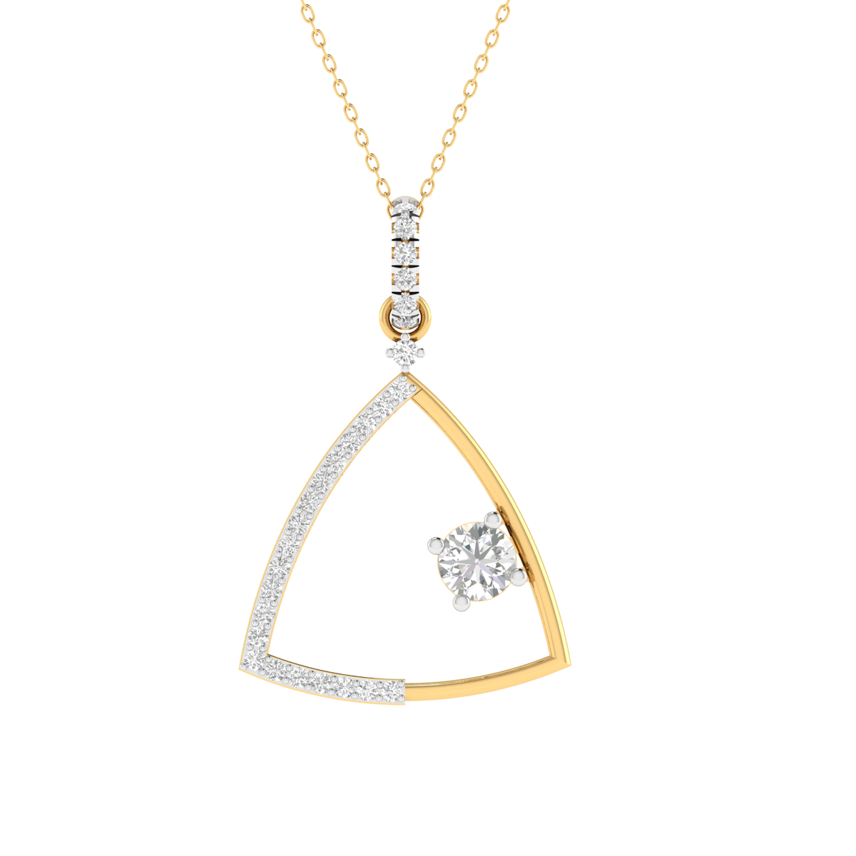 Lab Grown triangle pendant - Gold