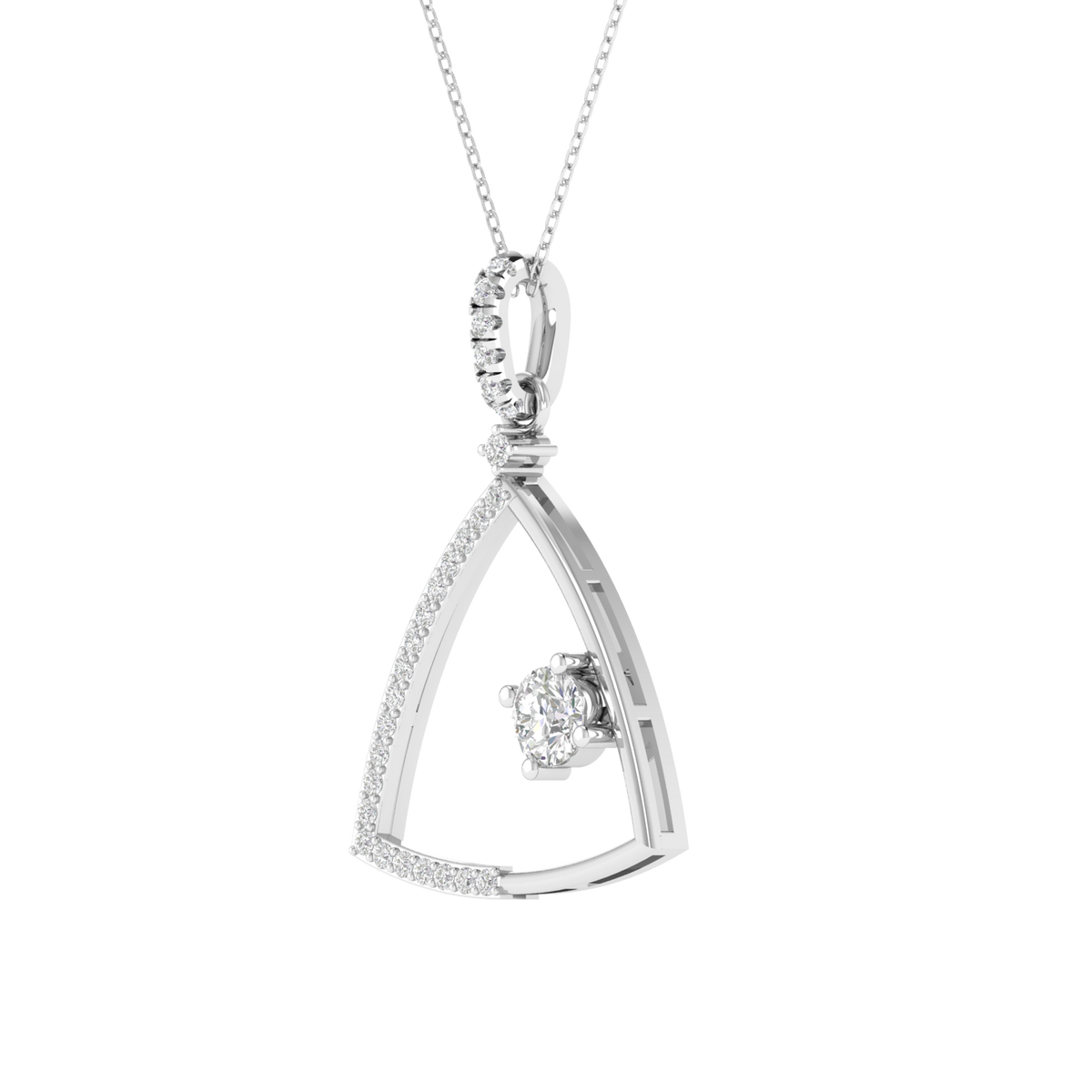 Lab Grown triangle pendant - White