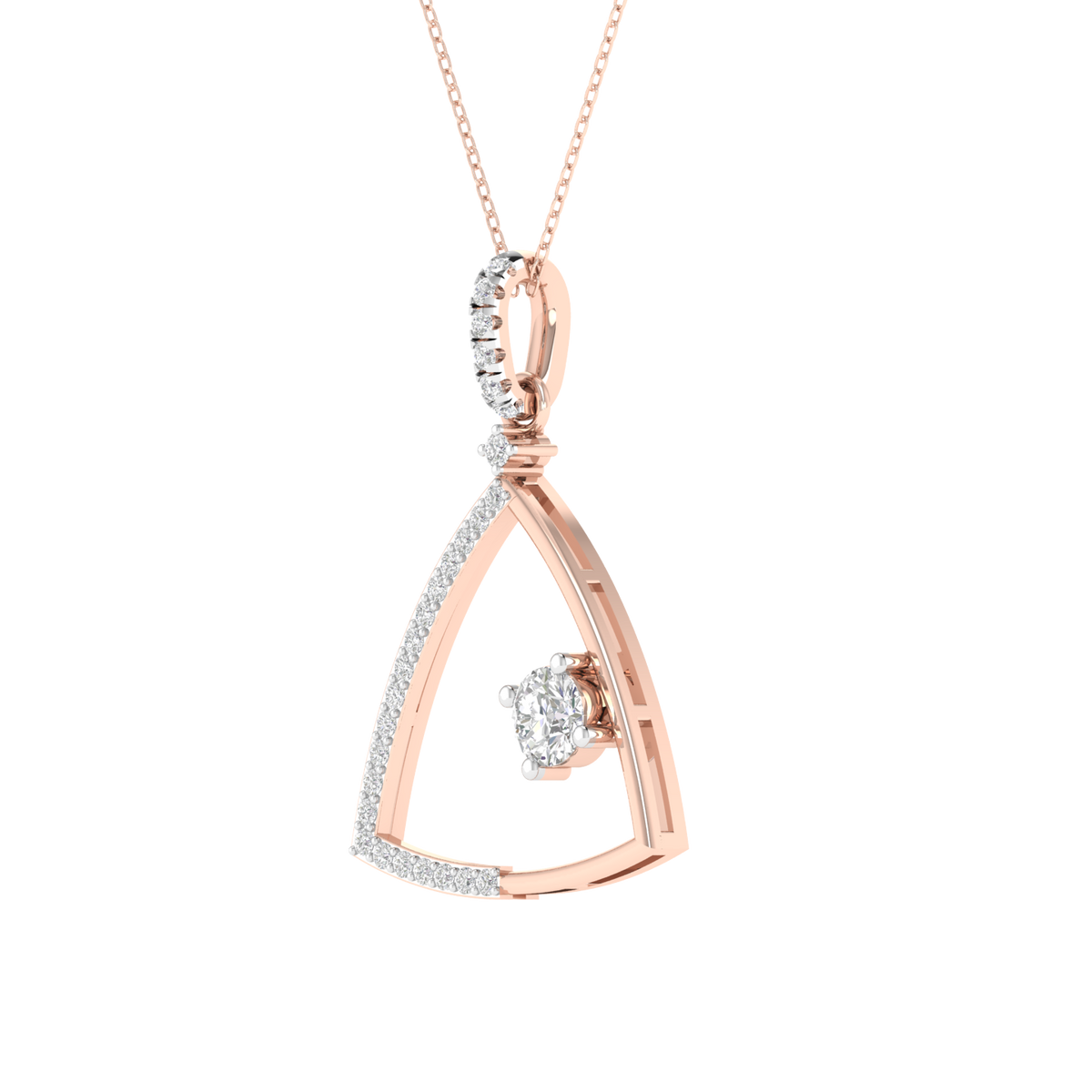 Lab Grown triangle pendant - Rose