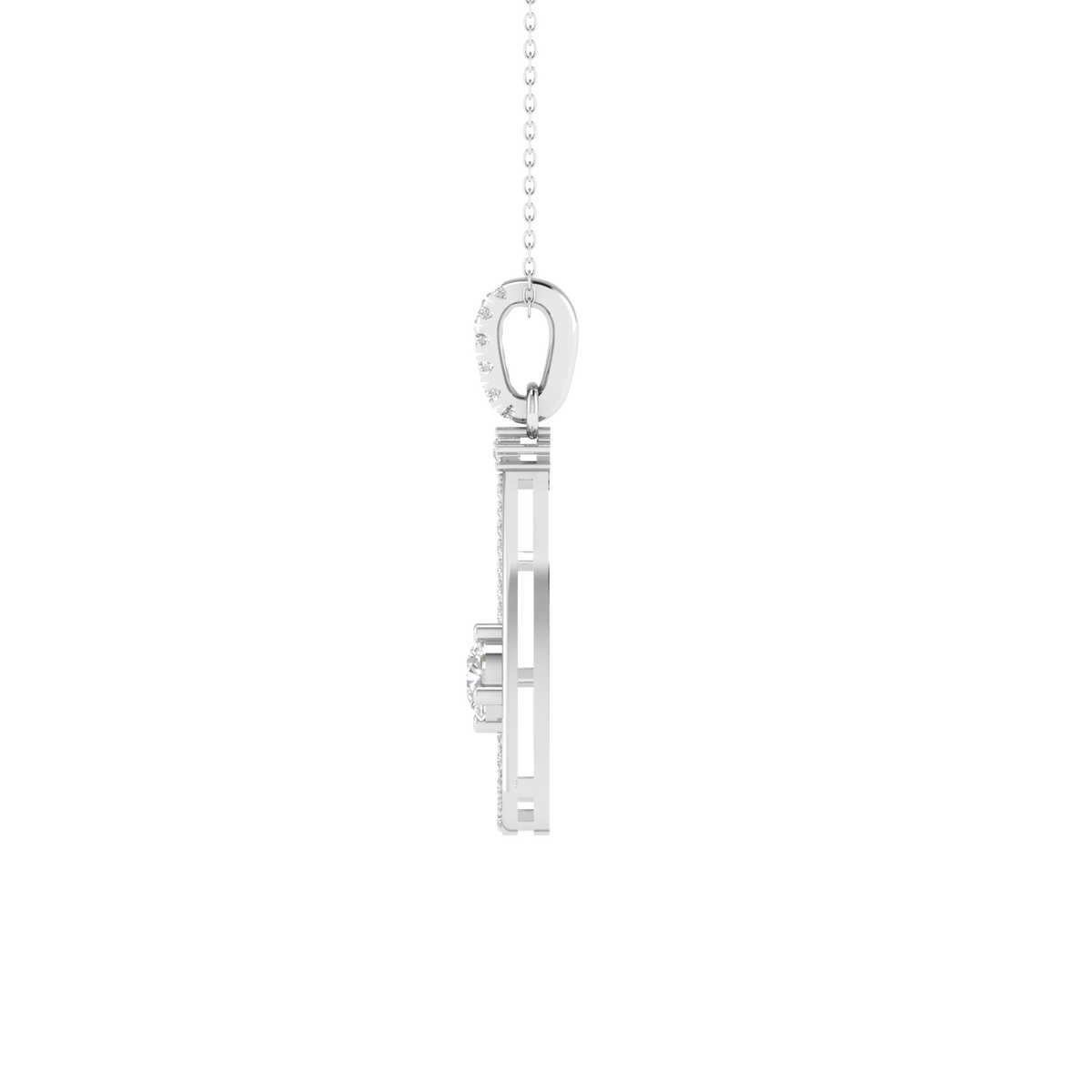 Lab Grown triangle pendant - White