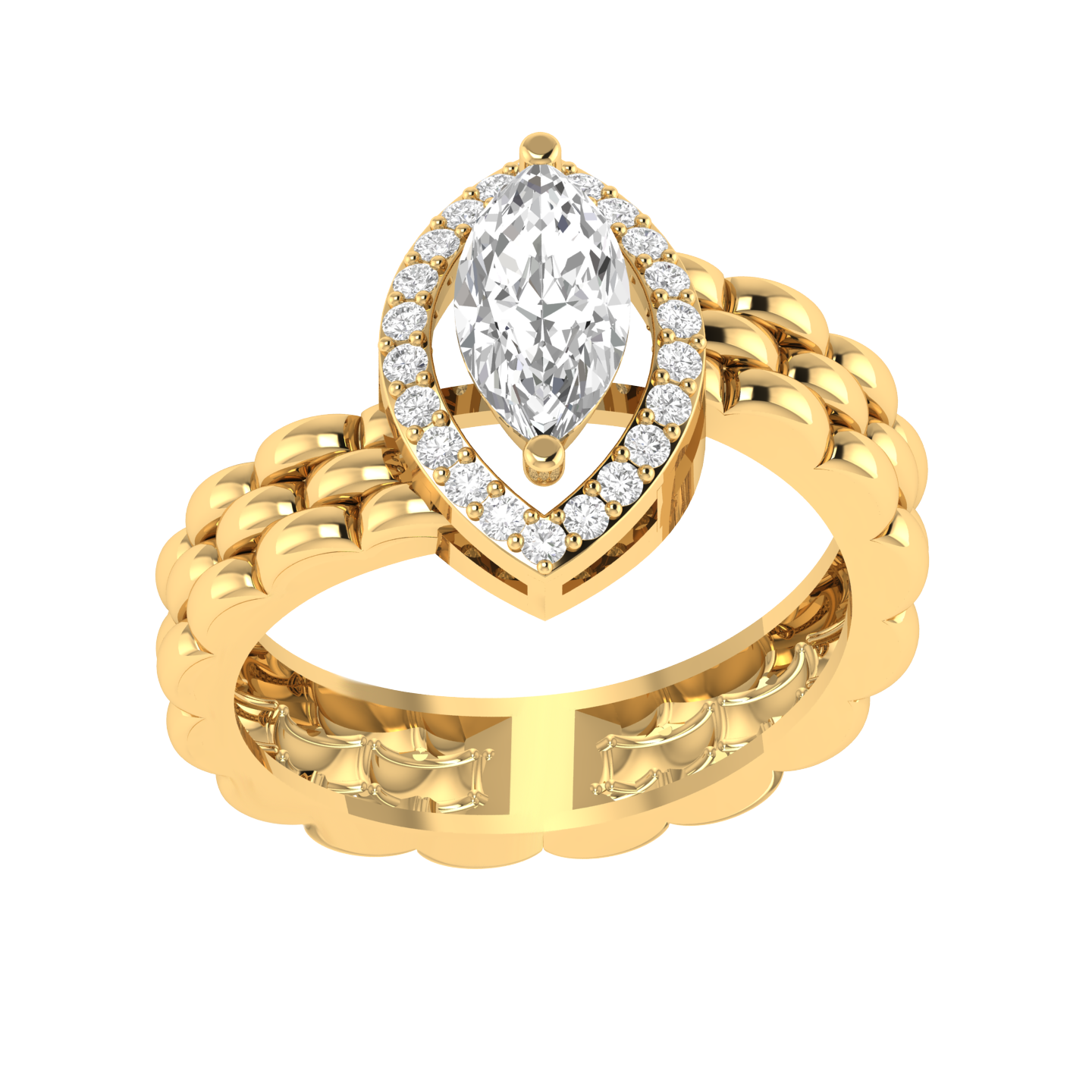 Marquise Slanting Band - Gold