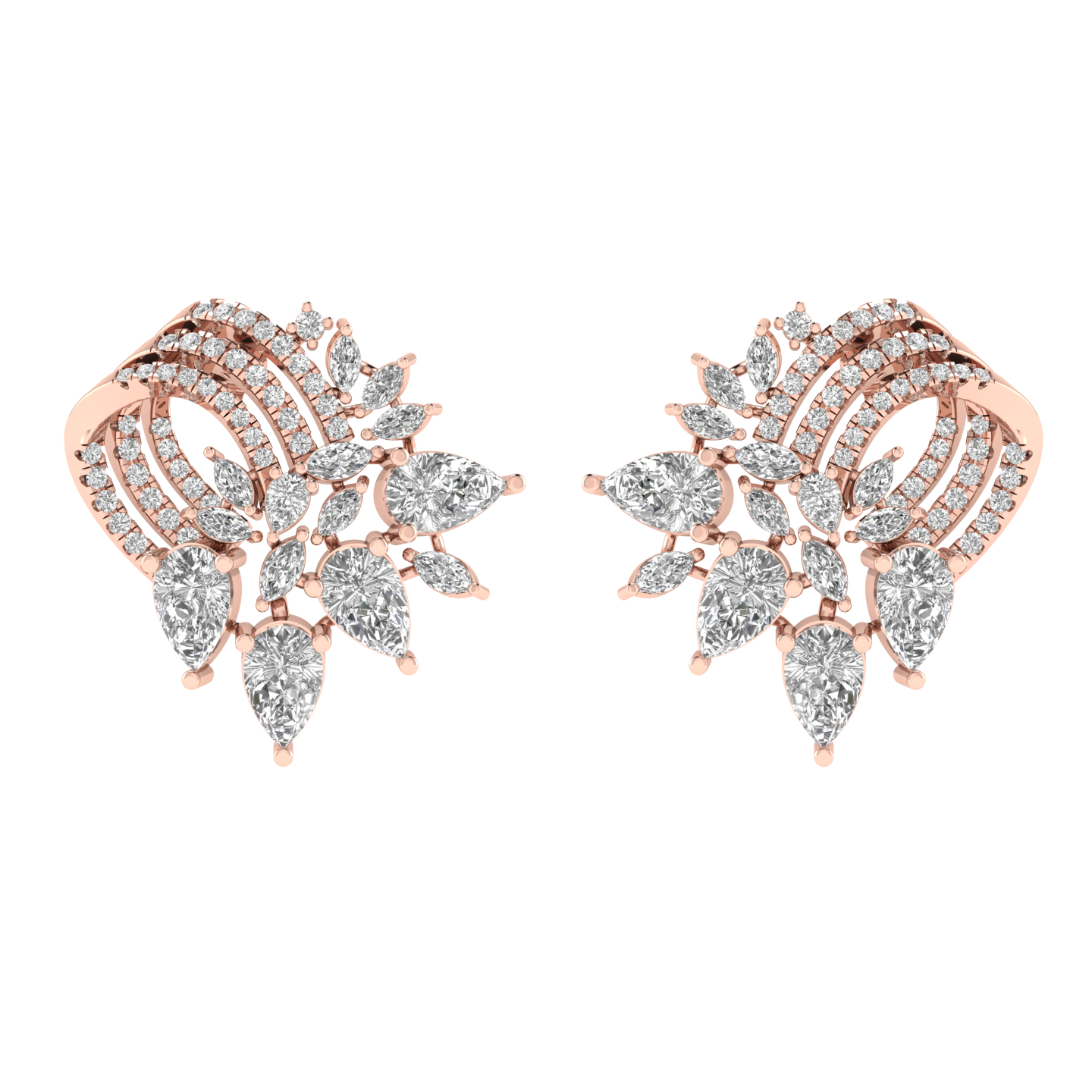 multi shape clustered fancy earrings - Rose
