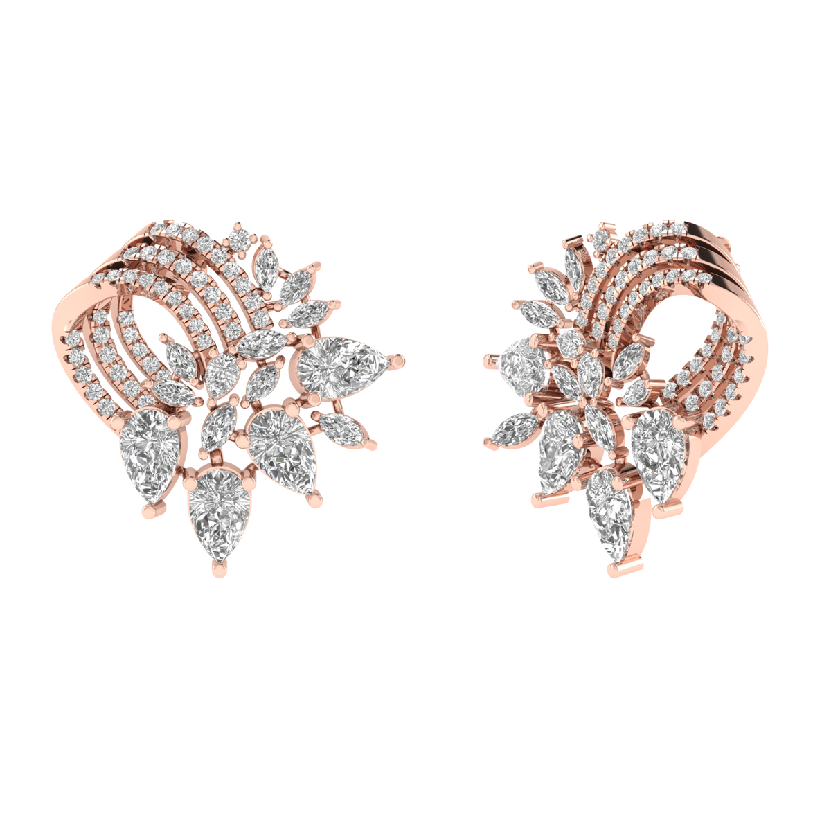 multi shape clustered fancy earrings - Rose