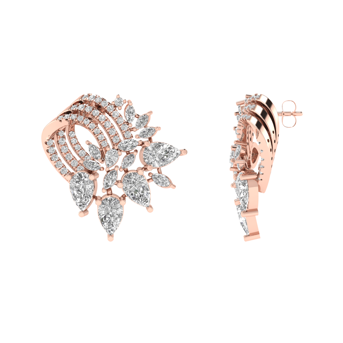 multi shape clustered fancy earrings - Rose