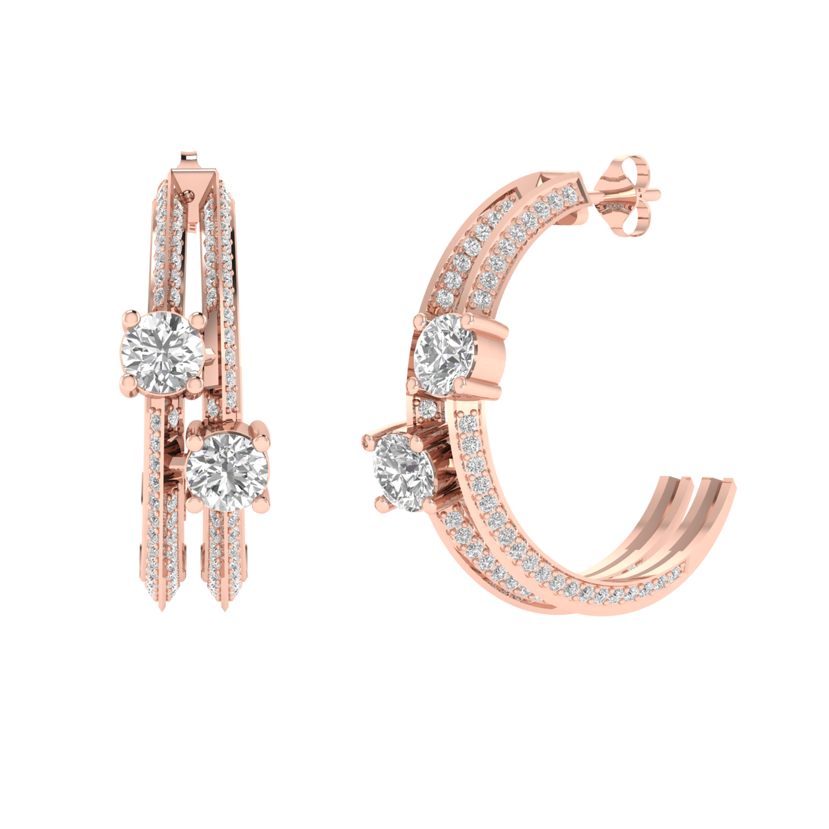 Multi solitaire hoop earrings - Rose