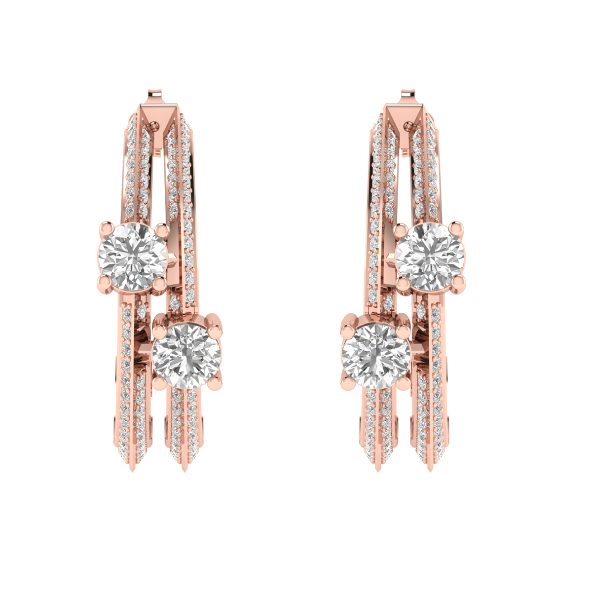 Multi solitaire hoop earrings - Rose