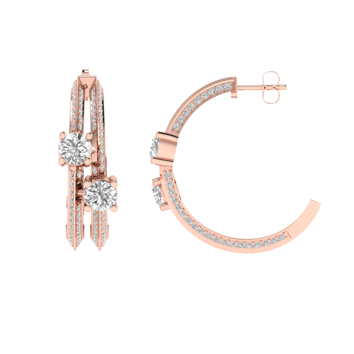 Multi solitaire hoop earrings - Rose
