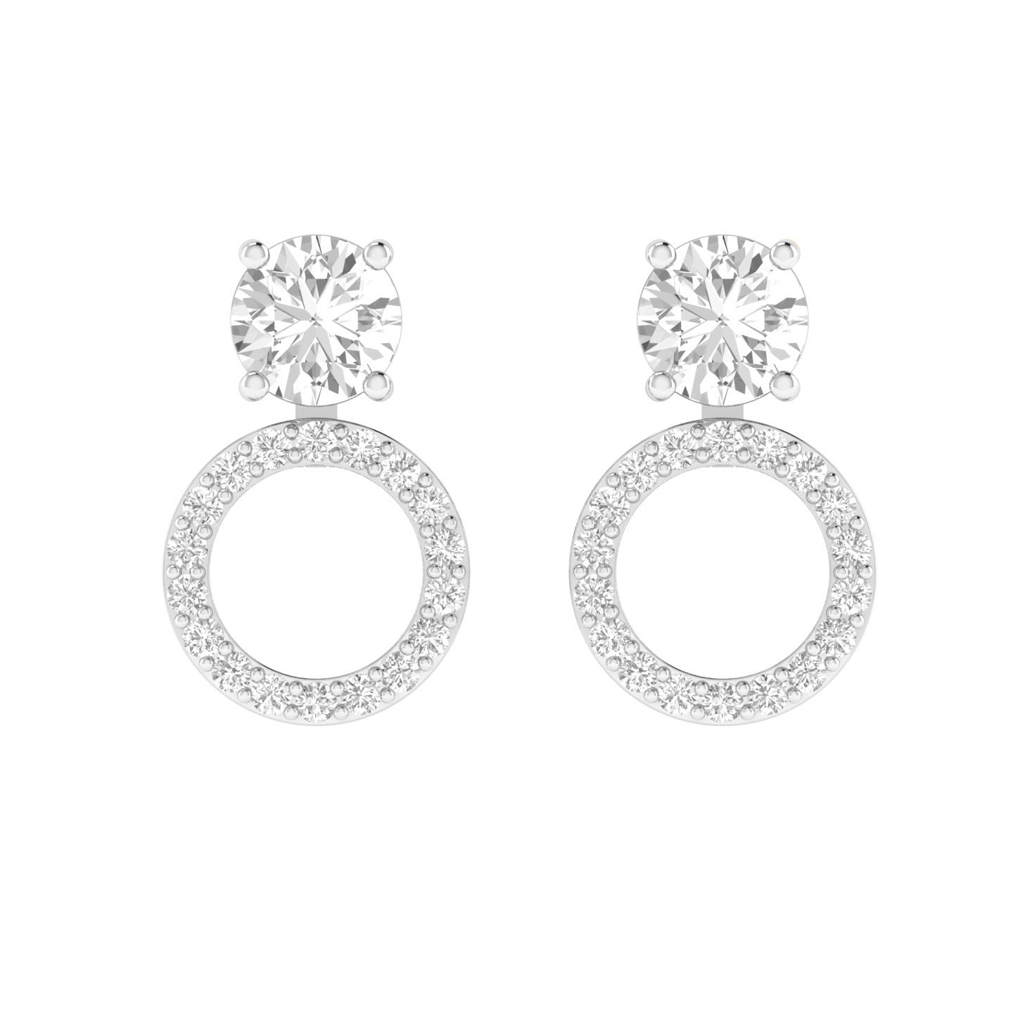 multipurpose round solitaire earrings - White
