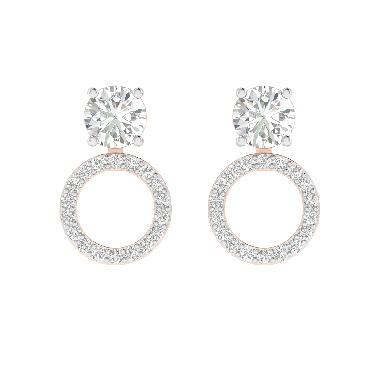 multipurpose round solitaire earrings - Rose