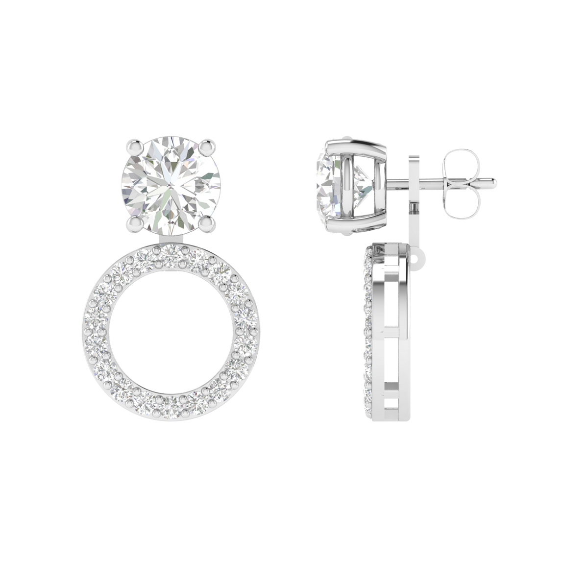 multipurpose round solitaire earrings - White