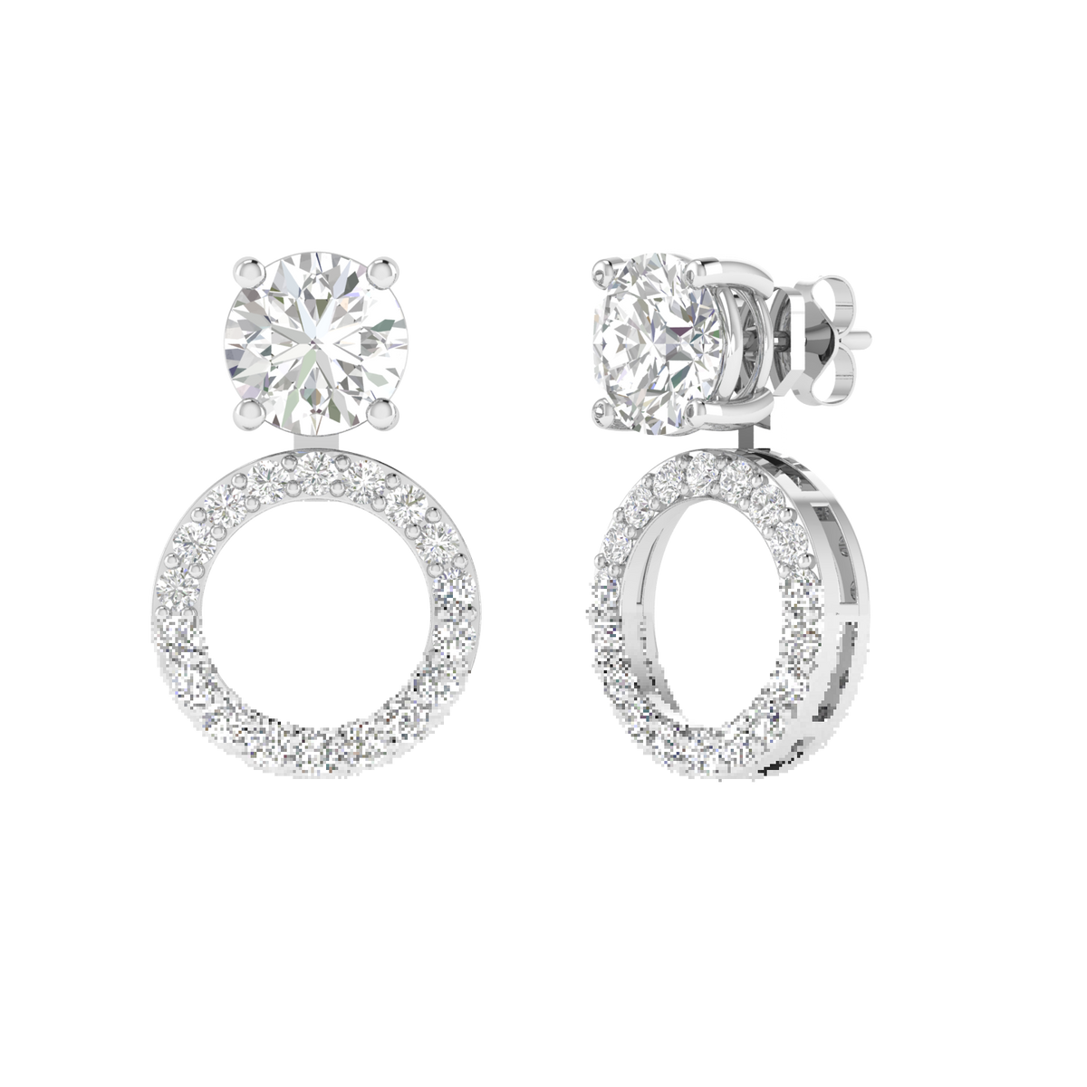 multipurpose round solitaire earrings - White