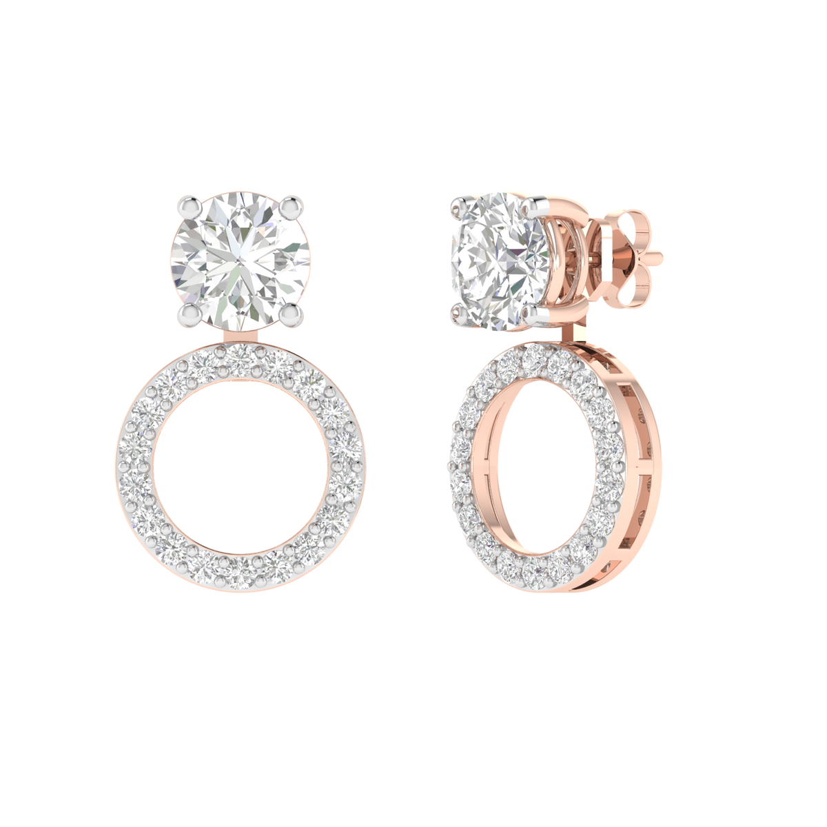 multipurpose round solitaire earrings - Rose