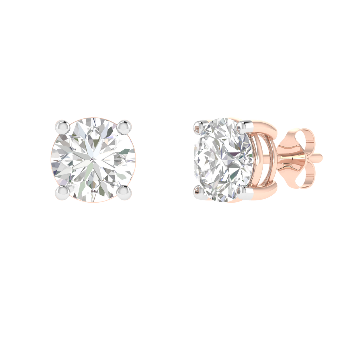 multipurpose round solitaire earrings - Rose